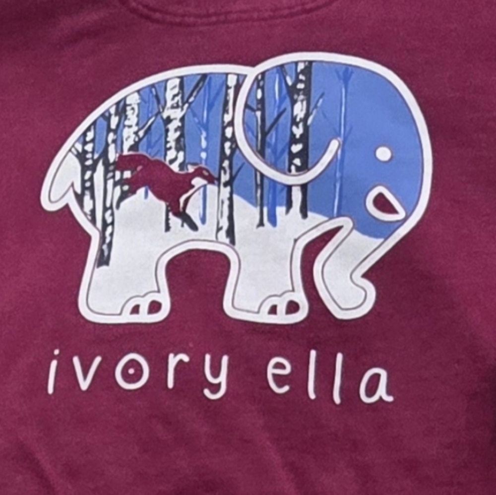 Ivory Ella Maroon Oversized Sweatshirt with Elephant Emblem